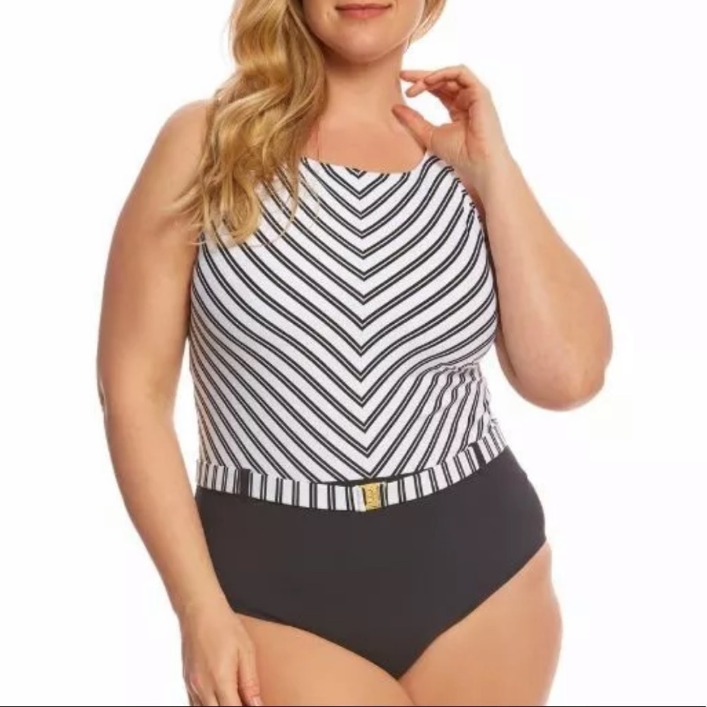 Bleu Rod Beattie High Neck Plus Size One Piece